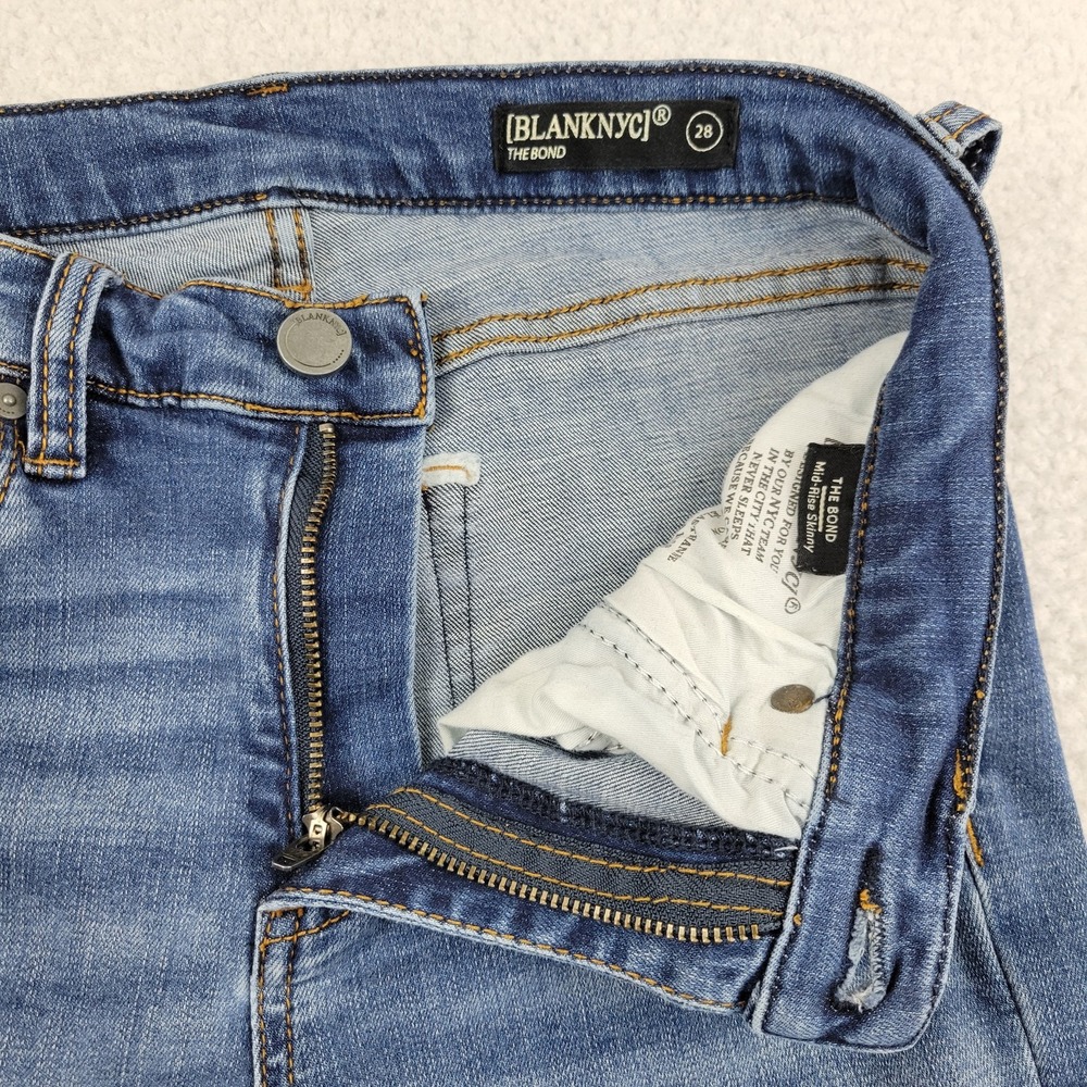 Blank NYC The Bond Mid Rise Skinny Jeans Womens 28 Blue Distressed Stretch Denim - Picture 6 of 11